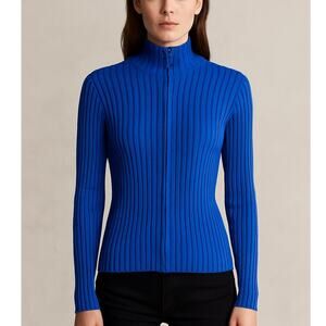 J Mclaughlin Ribbed Cardigan Sweater Royal Blue